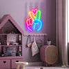 Peace gesture & heart neon light