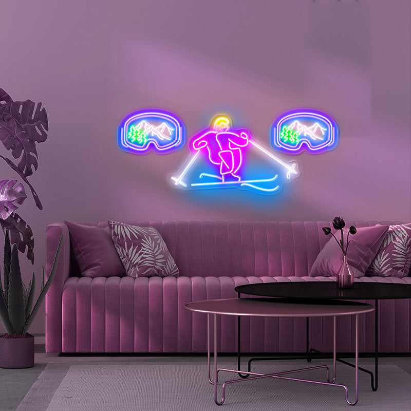 Downhill Skier Neon Sign&Ski goggles Neon