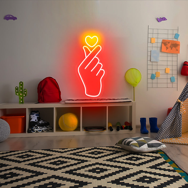 Finger heart neon wall art
