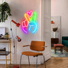 Peace gesture & heart neon light
