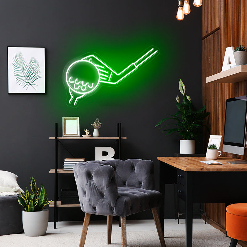 Personalised Golf Club and Ball Neon Light