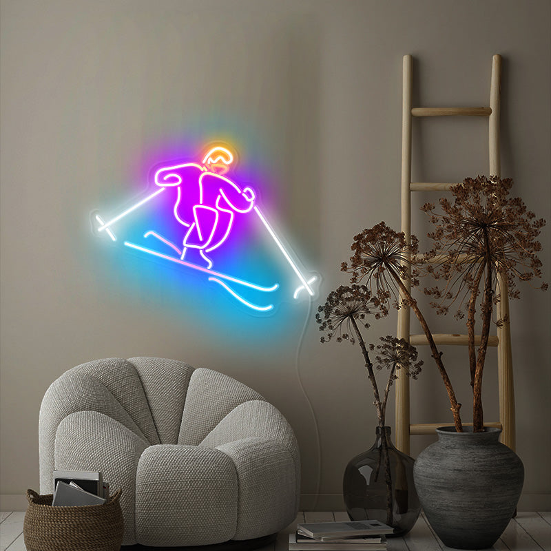 Downhill Skier Neon Light Signs