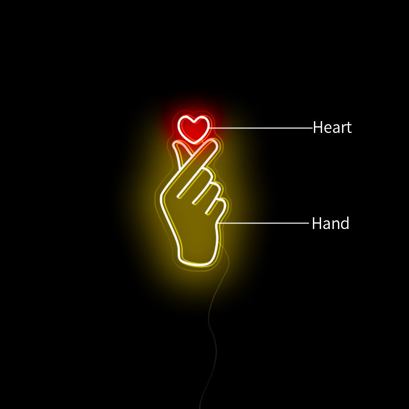 Finger heart neon wall art