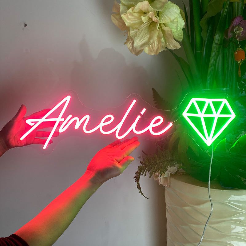 Name with Diamond Neon Sign