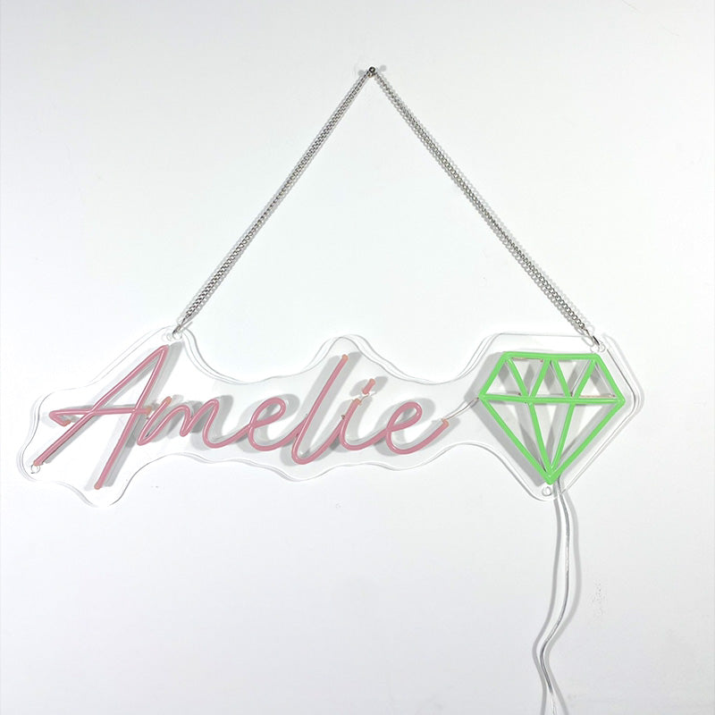 Name with Diamond Neon Sign