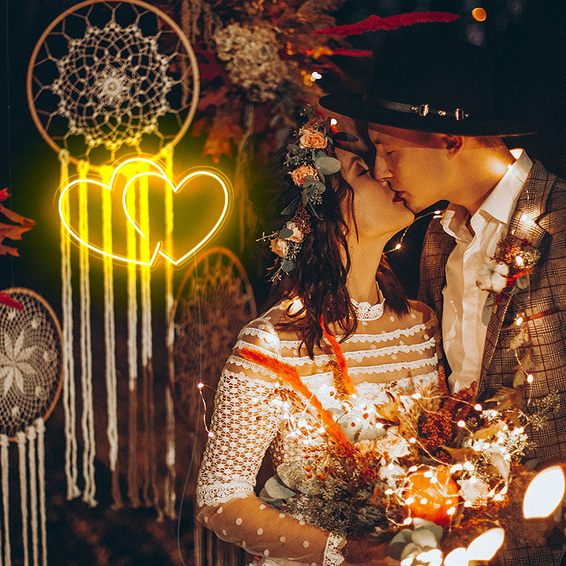 Double Love Heart Neon Signs