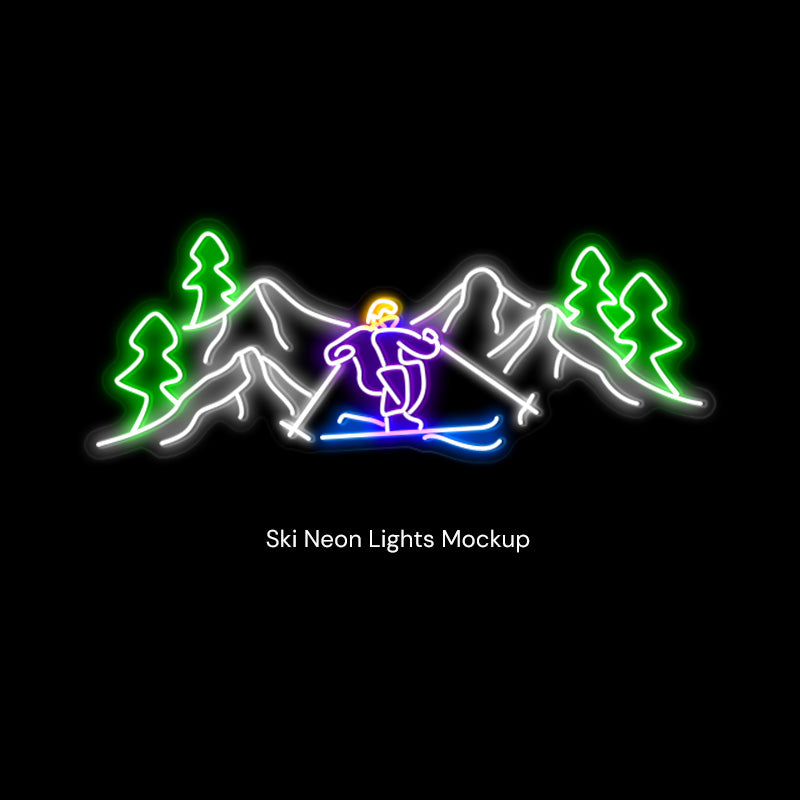 Snow Skiing neon light