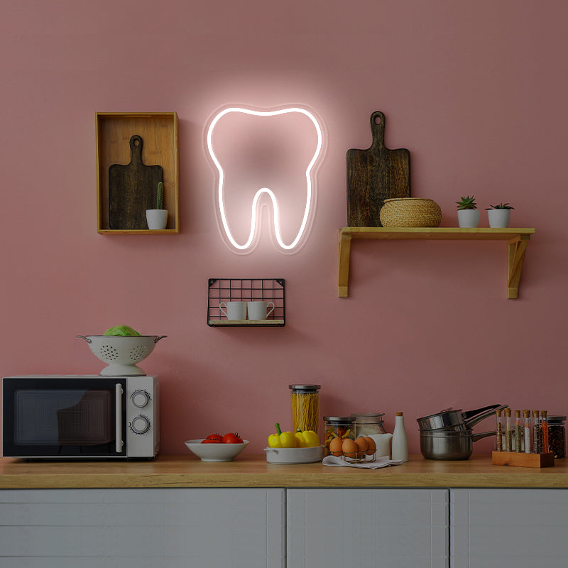 White teeth neon sign