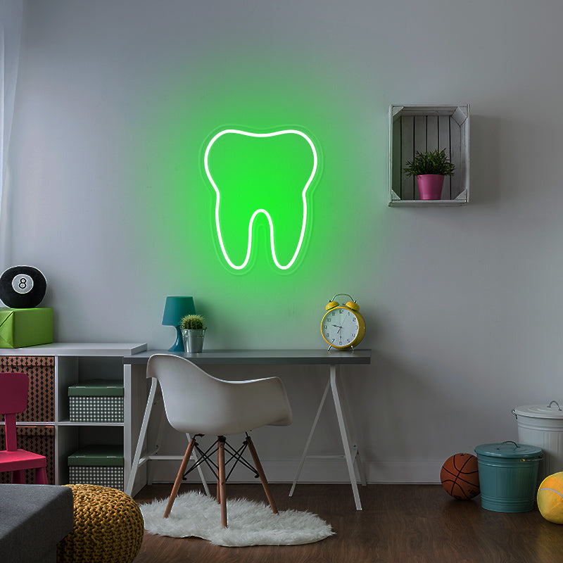 White teeth neon sign