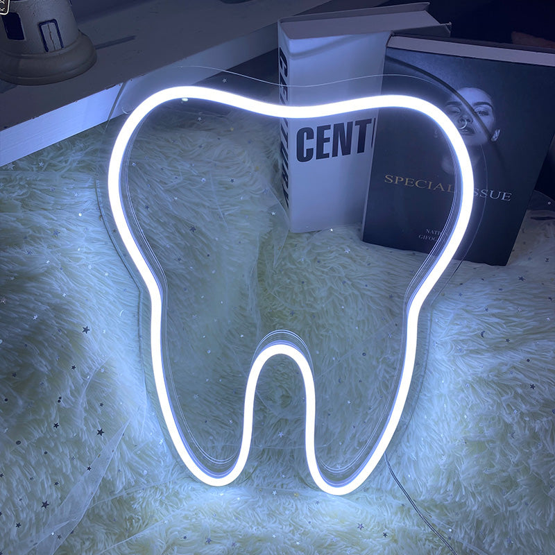 White teeth neon sign