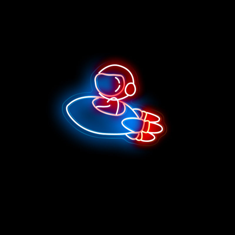 Flying Astronaut in Rocket LED neon sign