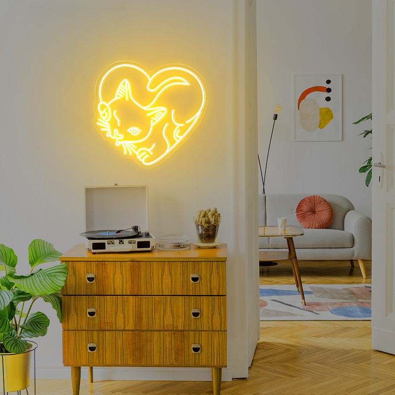 Personalised pet cat neon art