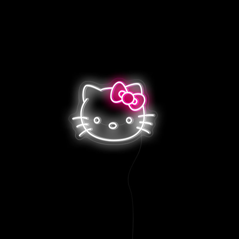 Cute Anime Kitty with Bow LED neon wall art
