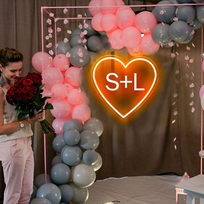 First name Neon heart light