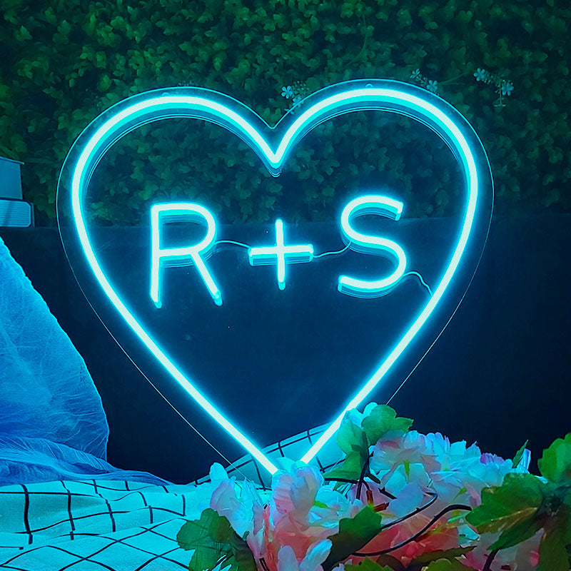 First name Neon heart light