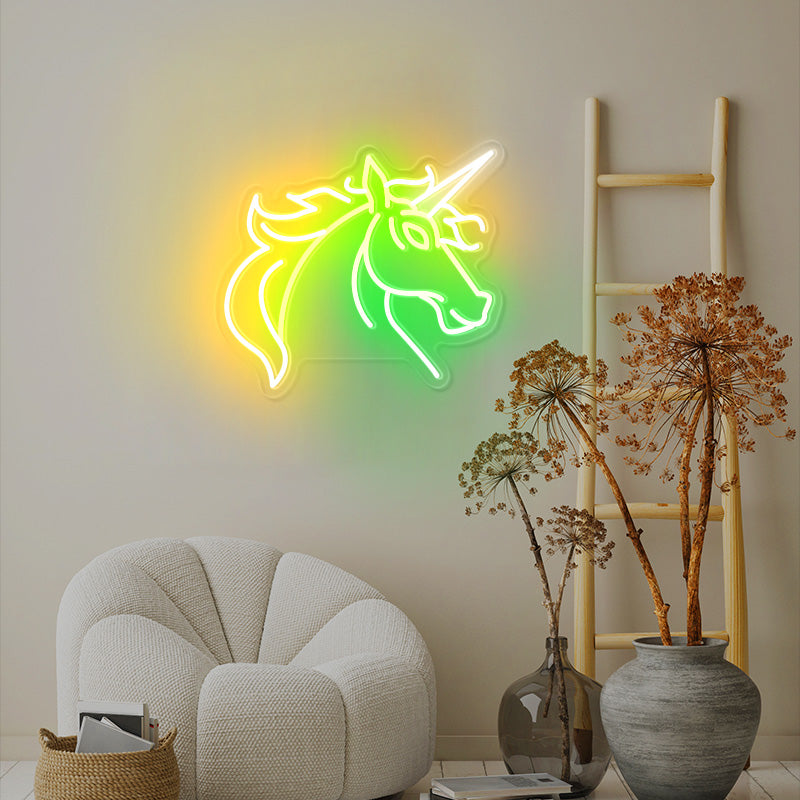 Colourful unicorn neon art