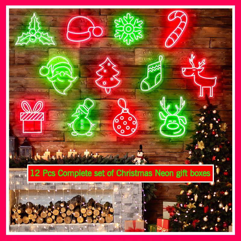 12 pcs complete set of christmas neon gift boxes