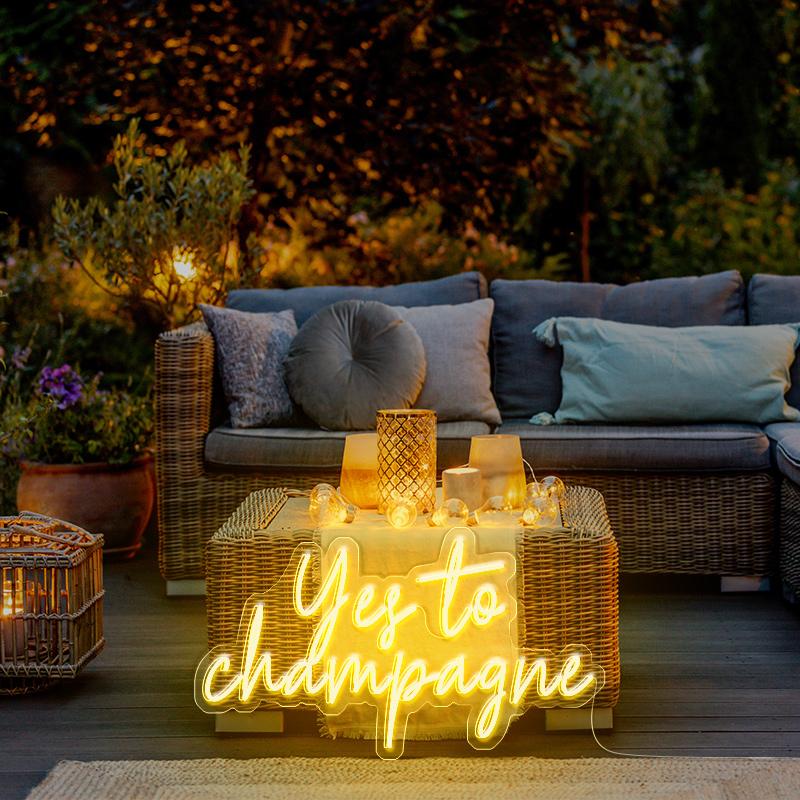Yes to Champagne neon sign - neonpartys.co.uk