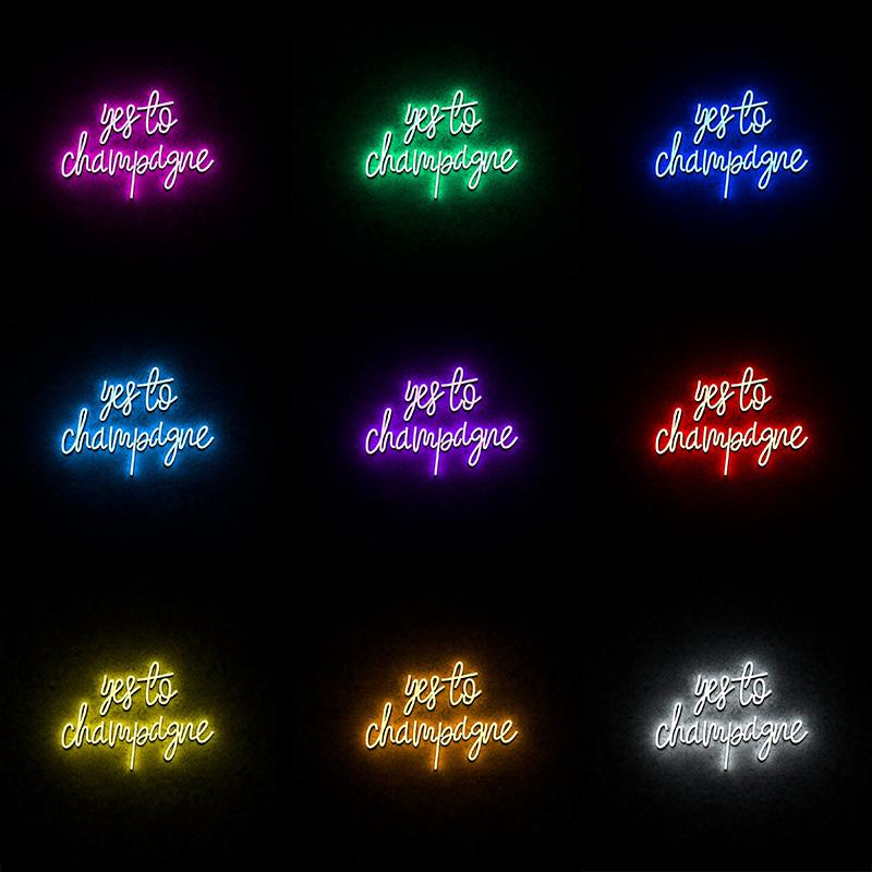 Yes to Champagne neon sign - neonpartys.co.uk