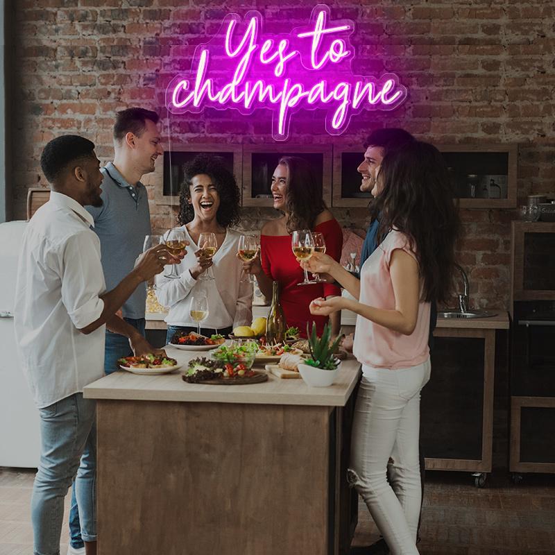 Yes to Champagne neon sign - neonpartys.co.uk