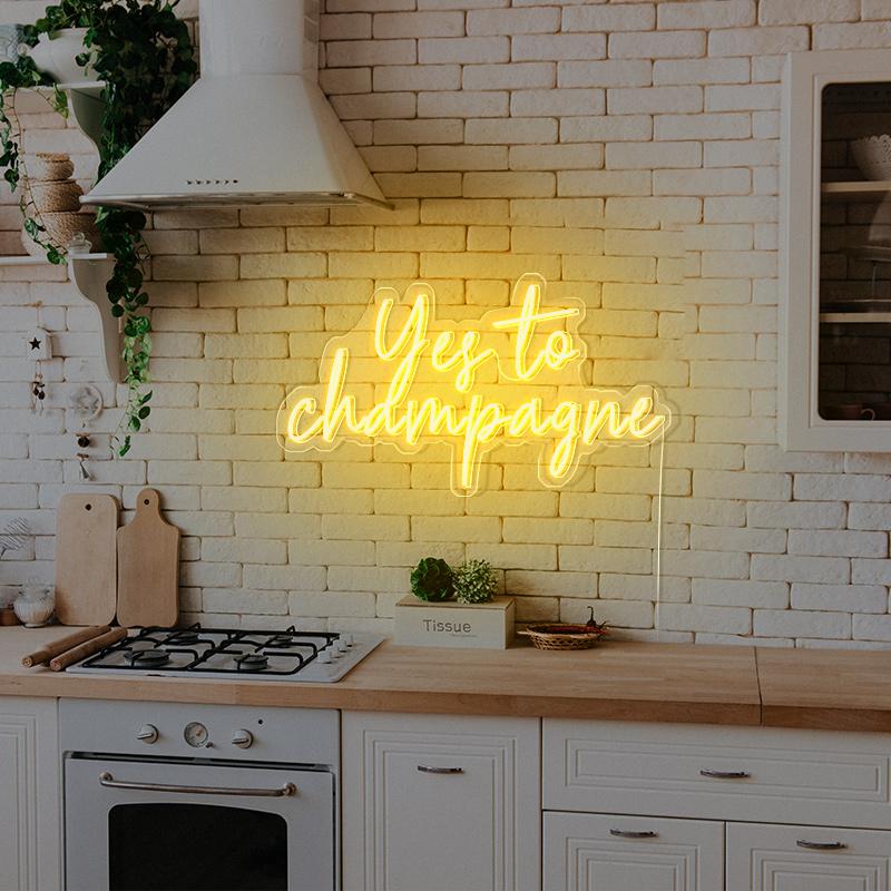 Yes to Champagne neon sign - neonpartys.co.uk
