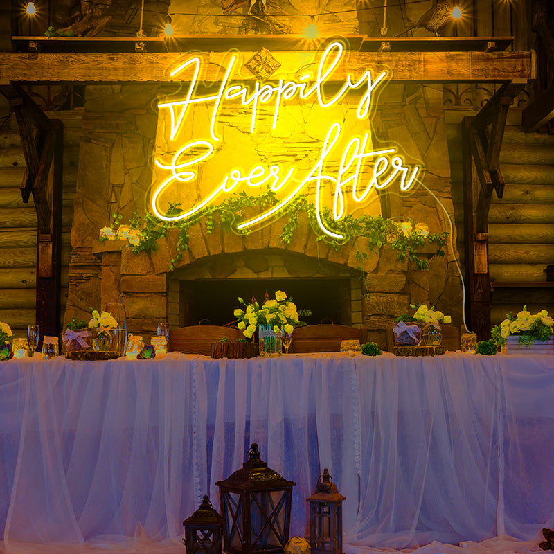Happily Ever After pink neon light