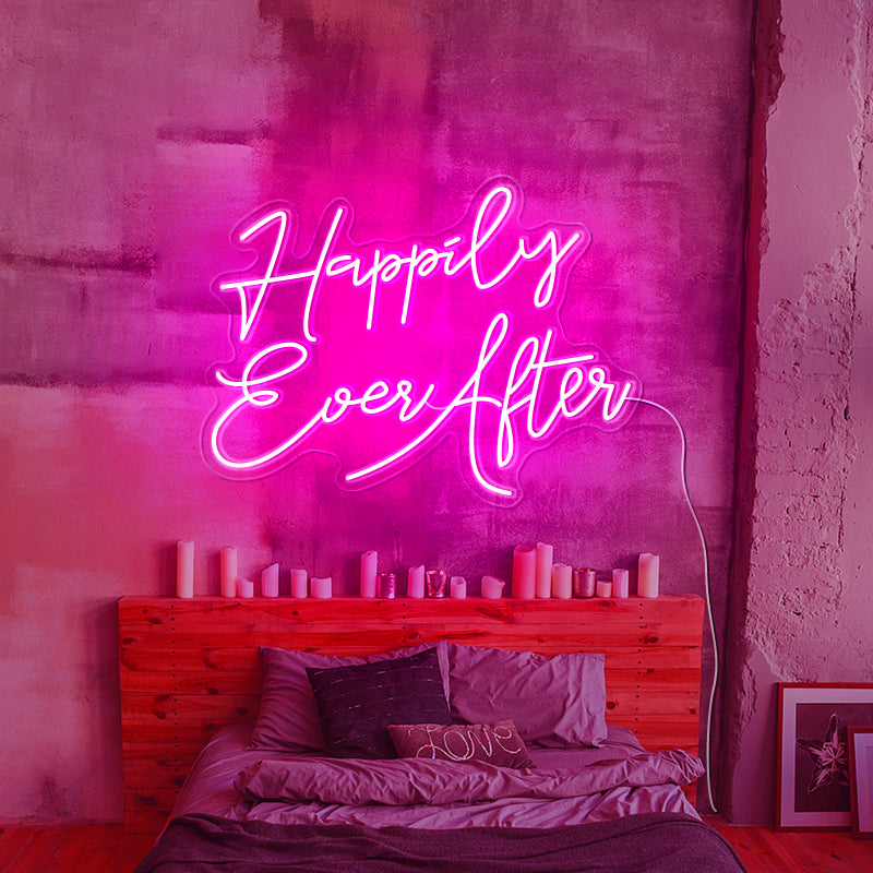 Happily Ever After pink neon light