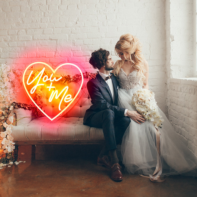 Heart (You + Me) wedding signs - neonpartys.co.uk