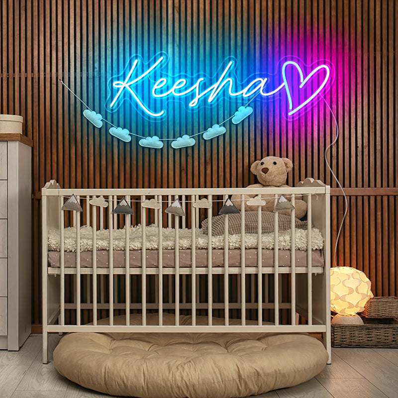 Custom first name & heart neon wall art