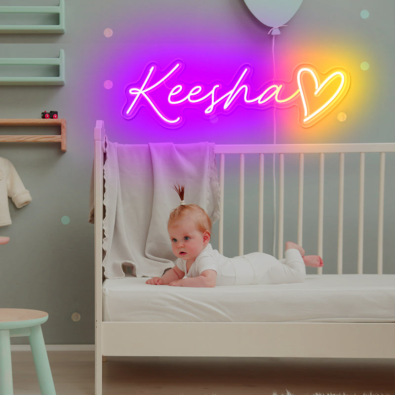 Custom first name & heart neon wall art