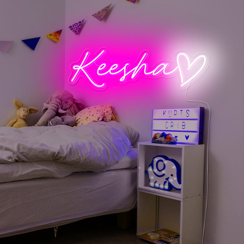 Custom first name & heart neon wall art