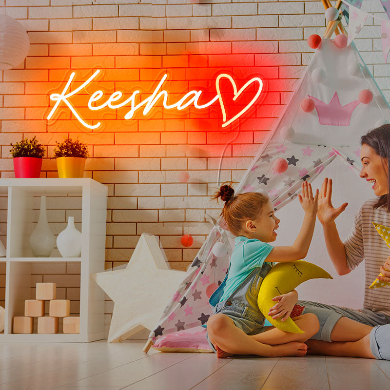 Custom first name & heart neon wall art