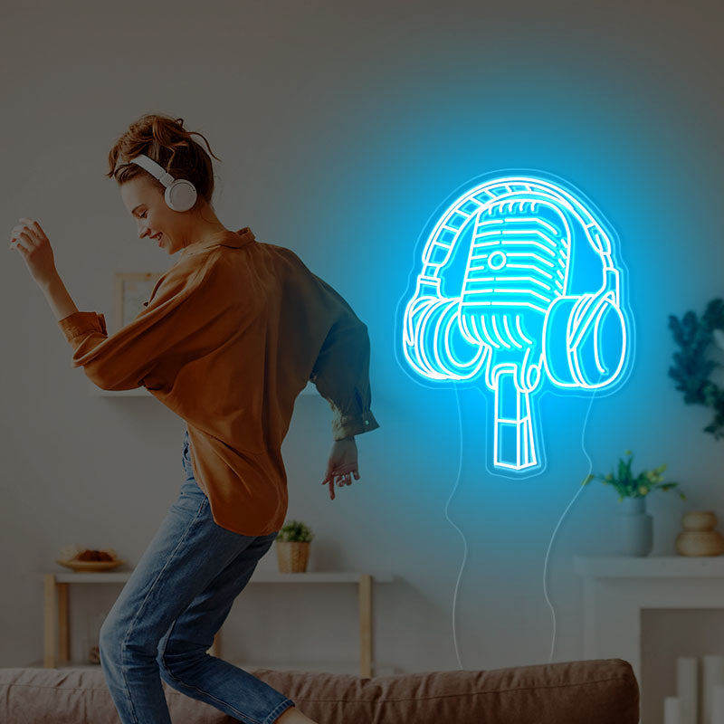 Headset personalized neon wall art