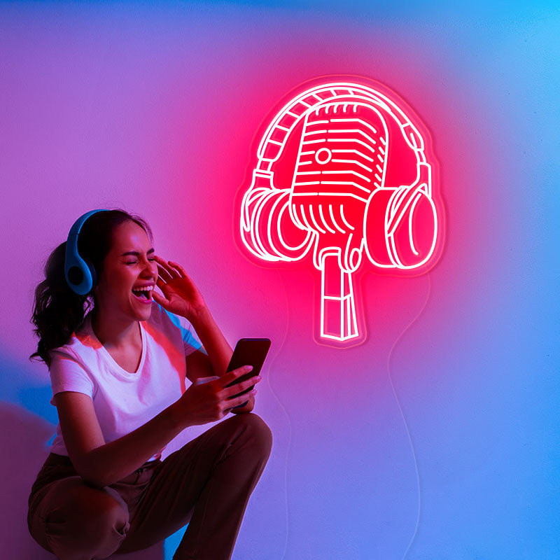 Headset personalized neon wall art