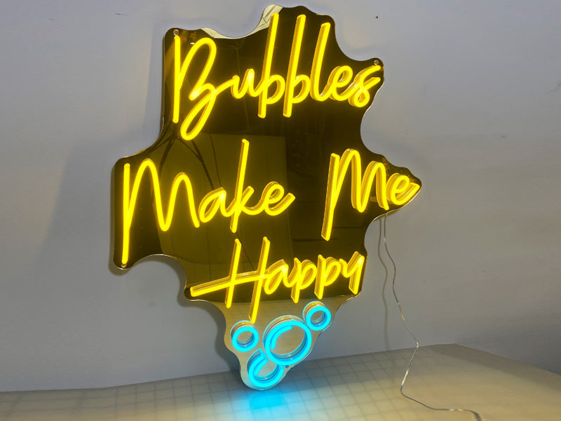 How to custom mirror golden neon light signs