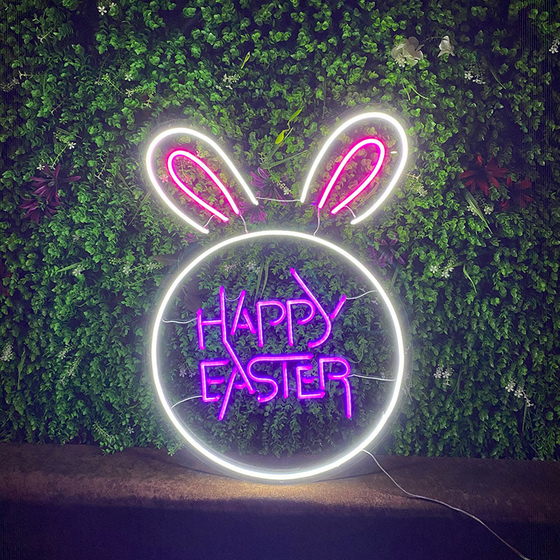 Happy Easter & Bunny Neon Light