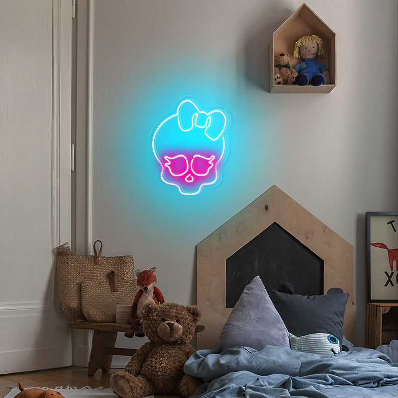 Skull With Bowknot Neon Sign