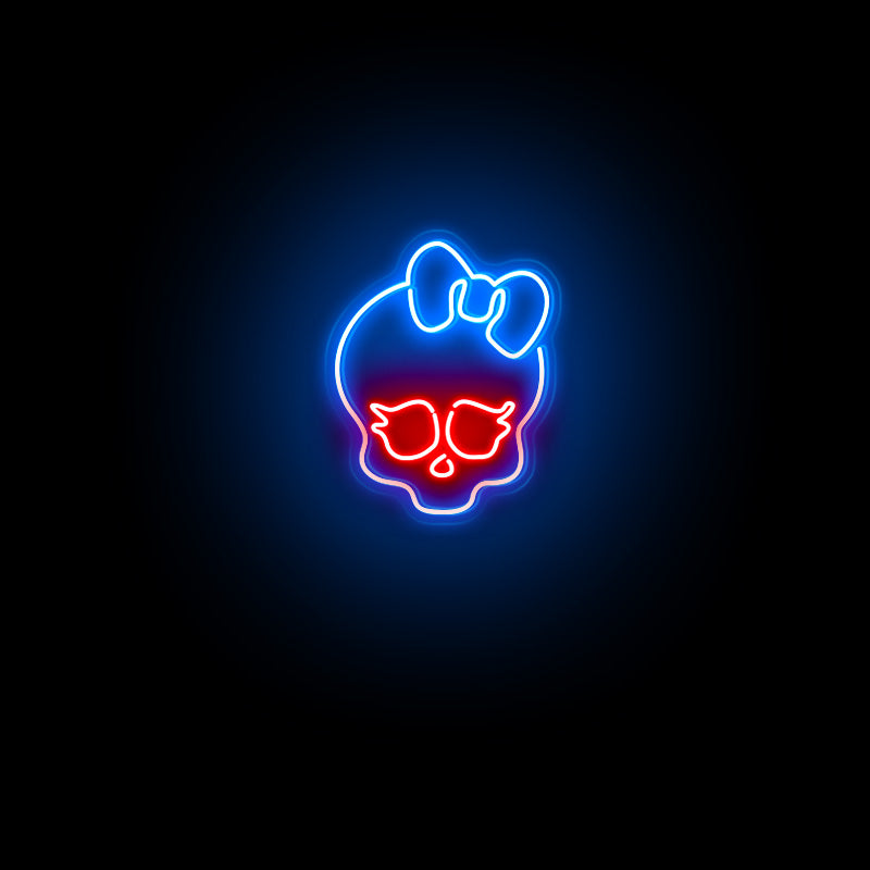 Skull With Bowknot Neon Sign