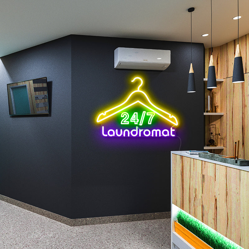 7&24 laundromat signs