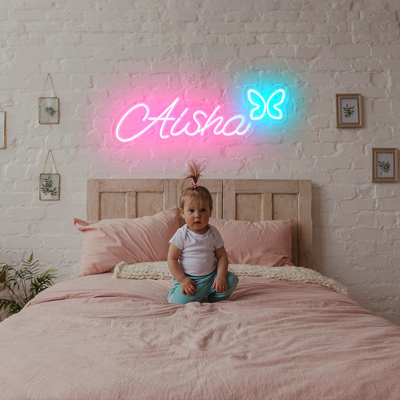 Name with Butterfly Neon Sign