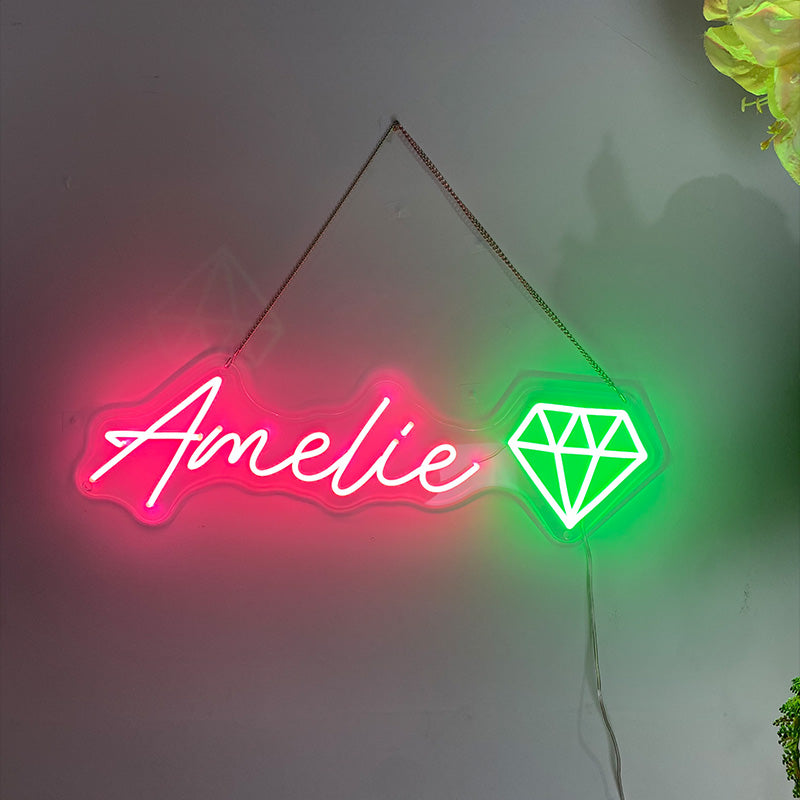 Name with Diamond Neon Sign
