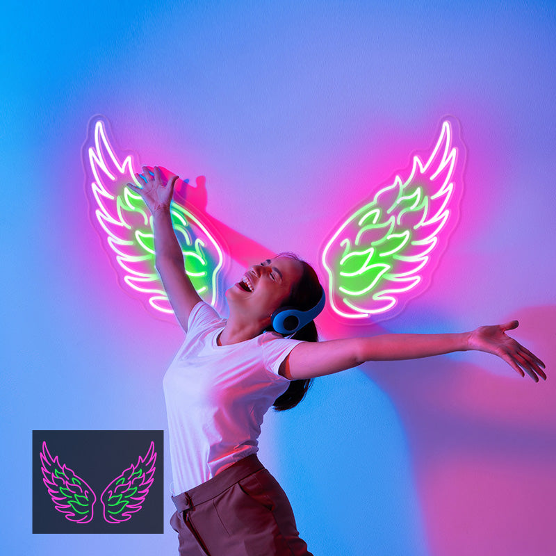 Multicolor angel wings neon