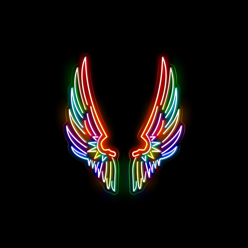 Colorful Angel wings neon lights