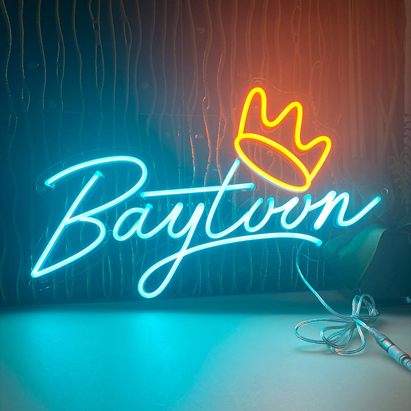 Name with Crown Neon Sign