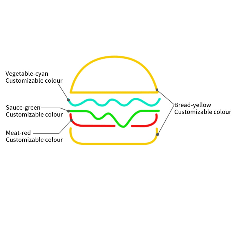 Colourful Hamburger Neon Signs For Fast food restaurant decoration