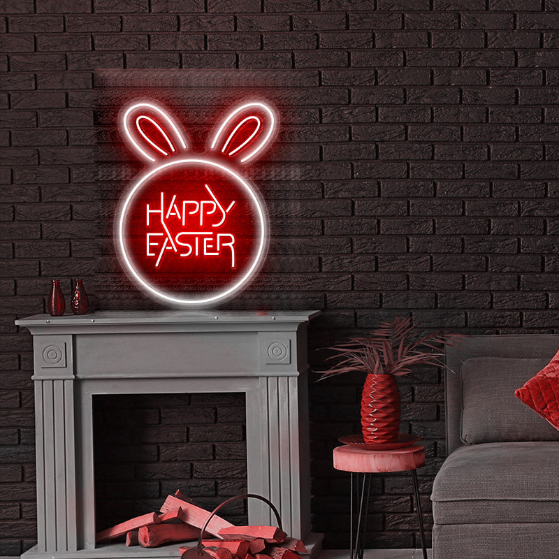 Happy Easter & Bunny Neon Light