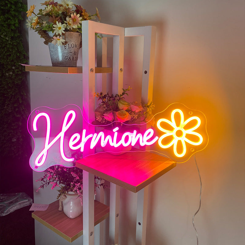 Name with Flower Neon Sign