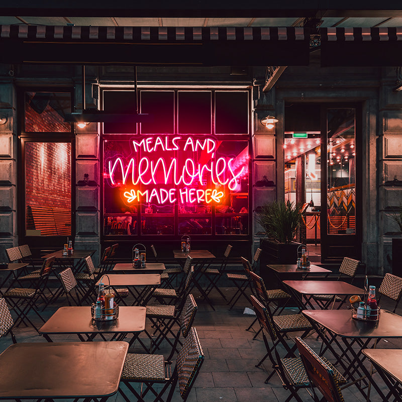 Meals and memories made here LED neon sign