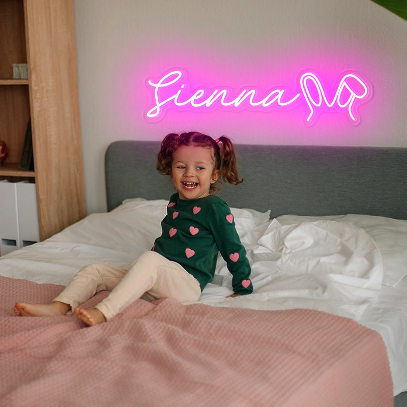 Customizable name neon with easter rabbit