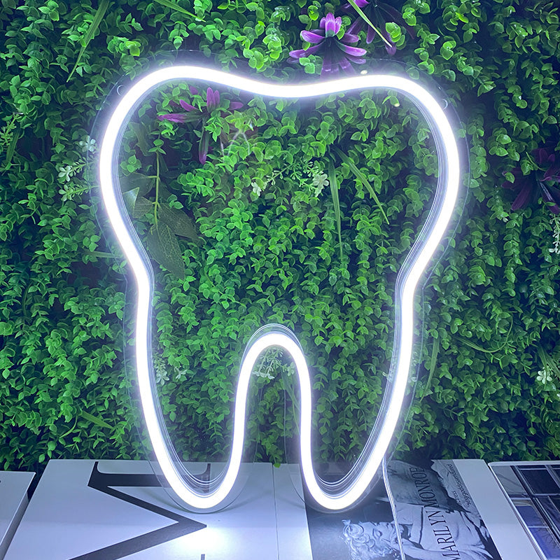 White teeth neon sign